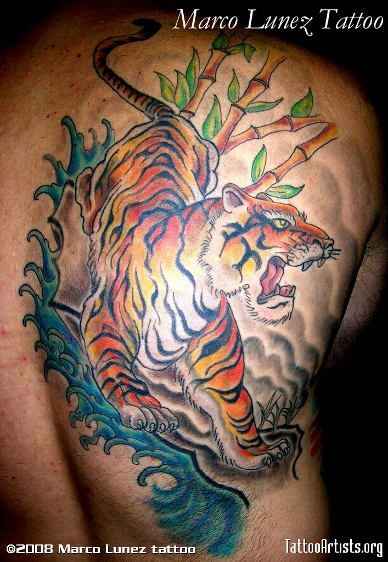 Татуировка(тату) тигр на спине